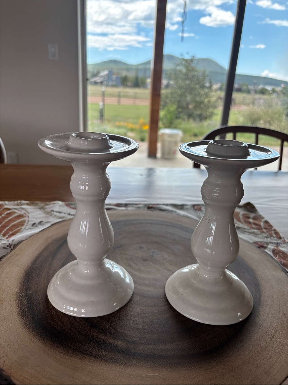 Cottage Core White ceramic candle holders